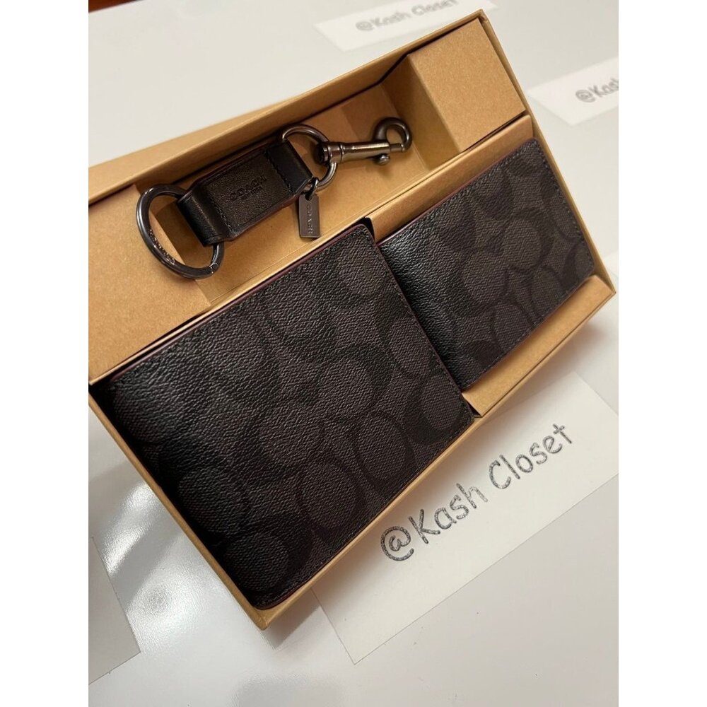Coach Mens Wallet Set 3 In 1 Boxed Gift Set In Signature Canvas - Picture 6 of 9